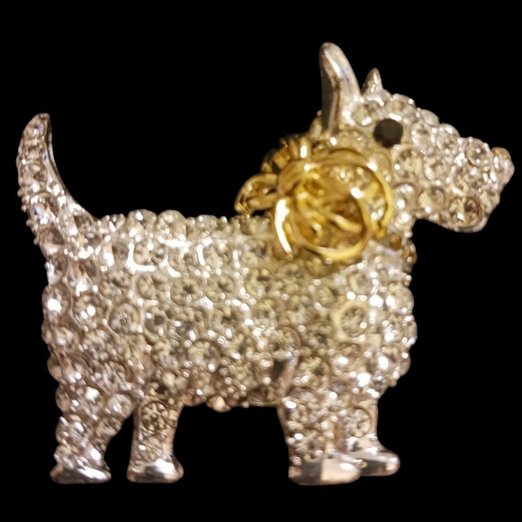 Napier Rhinestone Scottie Dog Brooch - Picture 1 of 5